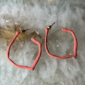 Clover Coral Pink Hoop Earrings